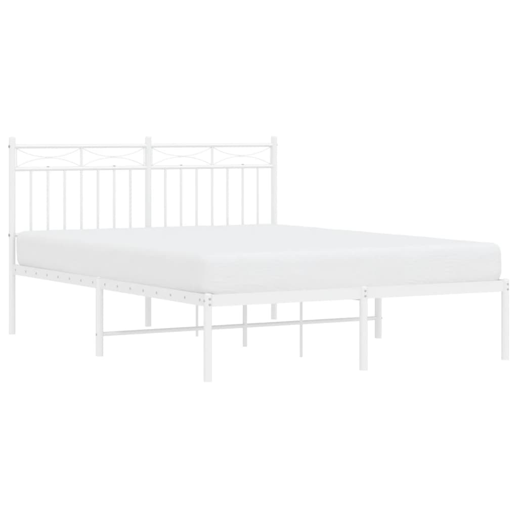 vidaXL Bedframe met hoofdbord metaal wit 140x190 cm afbeelding