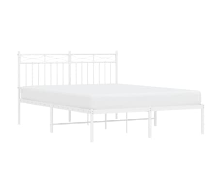 vidaXL gultas rāmis ar galvgali, balts metāls, 140x190 cm
