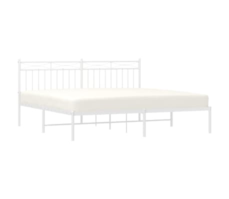 vidaXL Cadre de lit m&eacute;tal sans matelas et t&ecirc;te de lit blanc 180x200 cm