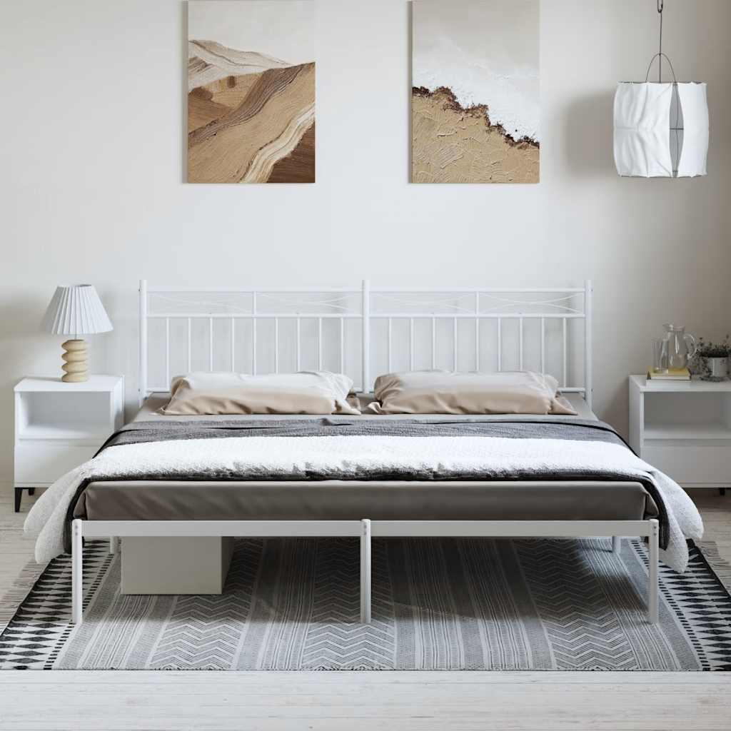 vidaXL Bedframe met hoofdbord metaal wit 183x213 cm afbeelding