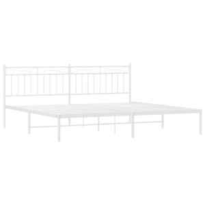 Kovový rám postele s čelem bílý 200 x 200 cm - obrázek 4
