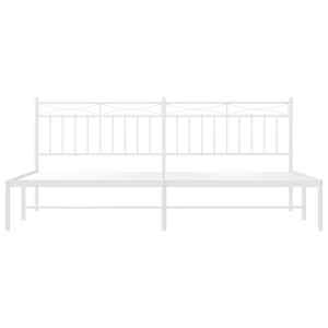 Kovový rám postele s čelem bílý 200 x 200 cm - obrázek 5