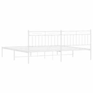 Kovový rám postele s čelem bílý 200 x 200 cm - obrázek 7