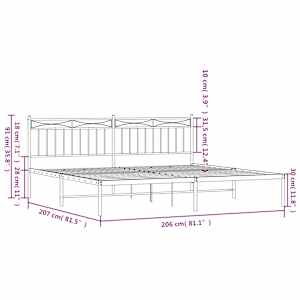 Kovový rám postele s čelem bílý 200 x 200 cm - obrázek 9