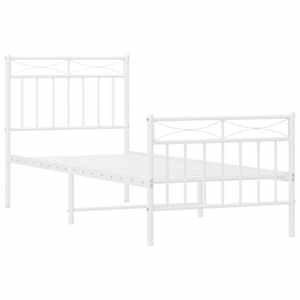 Kovový rám postele s hlavovým a nožním čelem bílý 75 x 190 cm - obrázek 4