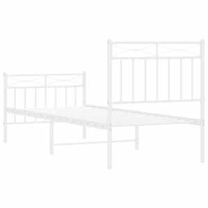 Kovový rám postele s hlavovým a nožním čelem bílý 75 x 190 cm - obrázek 7