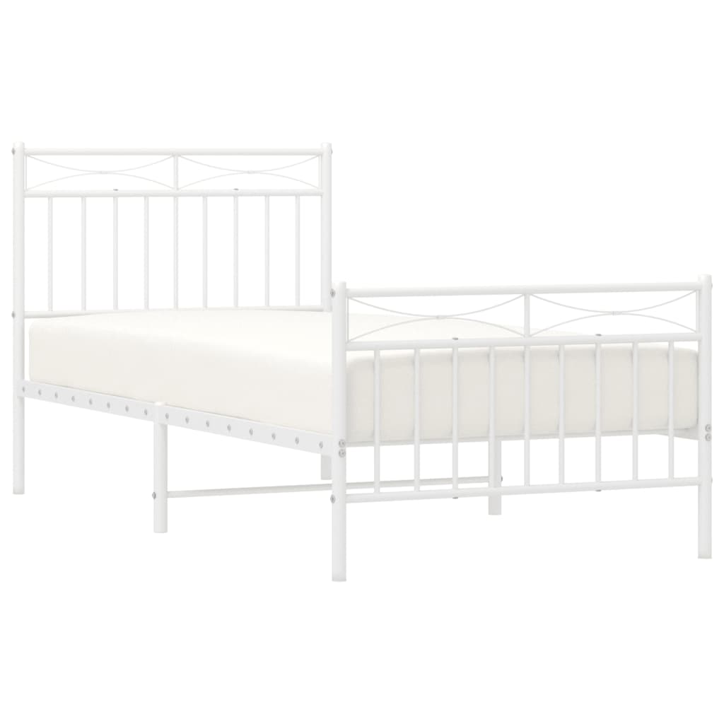 vidaXL Bedframe met hoofd- en voeteneinde metaal wit 90x190 cm afbeelding