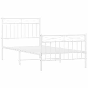 Kovový rám postele s hlavovým a nožním čelem bílý 90 x 200 cm - obrázek 4