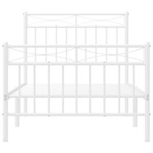 Kovový rám postele s hlavovým a nožním čelem bílý 90 x 200 cm - obrázek 5