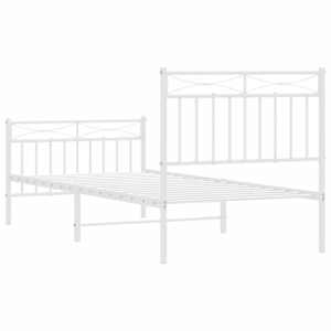 Kovový rám postele s hlavovým a nožním čelem bílý 90 x 200 cm - obrázek 7