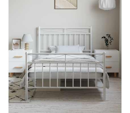 vidaXL Cadre de lit m&eacute;tal sans matelas et pied de lit blanc 100x190 cm