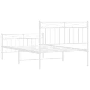 Kovový rám postele s hlavovým a nožním čelem bílý 107 x 203 cm - obrázek 7