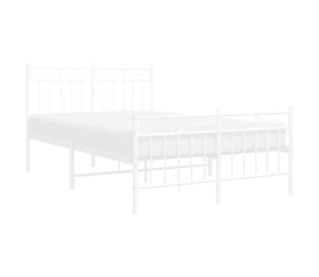 vidaXL Metal Bed Frame without Mattress with Footboard White 120x200cm