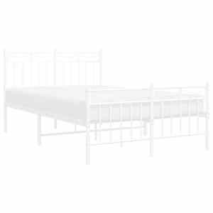 vidaXL Metal Bed Frame without Mattress with Footboard White 120x200cm