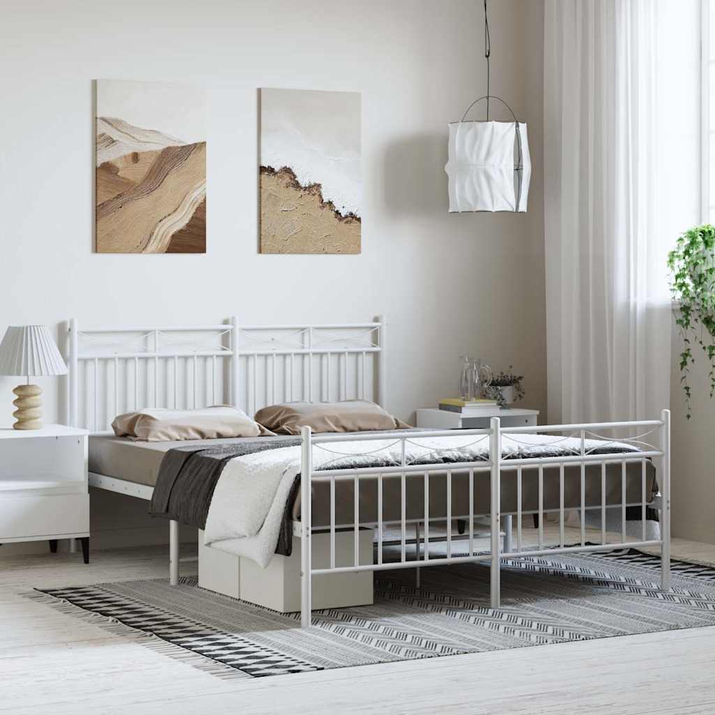 Sengeramme Uden Madras - Hvid / med hovedgærde og fodgærde / 135 x 190 cm