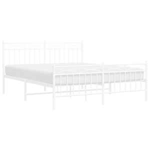 Kovový rám postele s hlavovým a nožním čelem bílý 150 x 200 cm - obrázek 4
