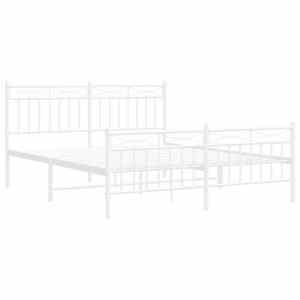 Kovový rám postele s hlavovým a nožním čelem bílý 150 x 200 cm - obrázek 5