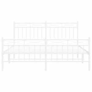 Kovový rám postele s hlavovým a nožním čelem bílý 150 x 200 cm - obrázek 6
