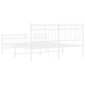 Kovový rám postele s hlavovým a nožním čelem bílý 150 x 200 cm - obrázek 8