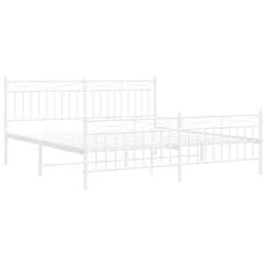 Kovový rám postele s hlavovým a nožním čelem bílý 180 x 200 cm - obrázek 4
