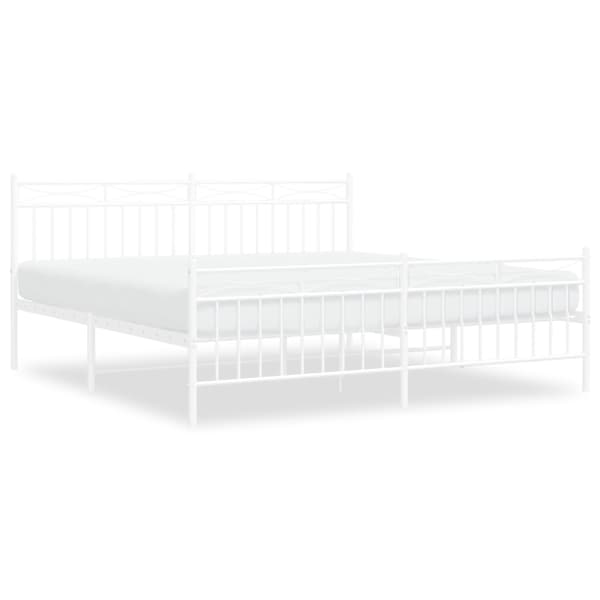 vidaXL metallist voodiraam peatsi ja jalutsiga, valge, 183x213 cm