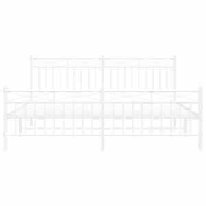 Kovový rám postele s hlavovým a nožním čelem bílý 183 x 213 cm - obrázek 6