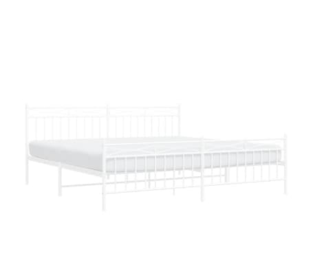 vidaXL Metal Bed Frame without Mattress with Footboard White 200x200cm