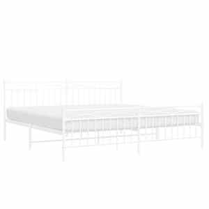 vidaXL Metal Bed Frame without Mattress with Footboard White 200x200cm