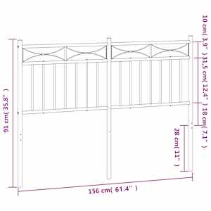 Kovové náhradní čelo postele bílé 150 cm - obrázek 7