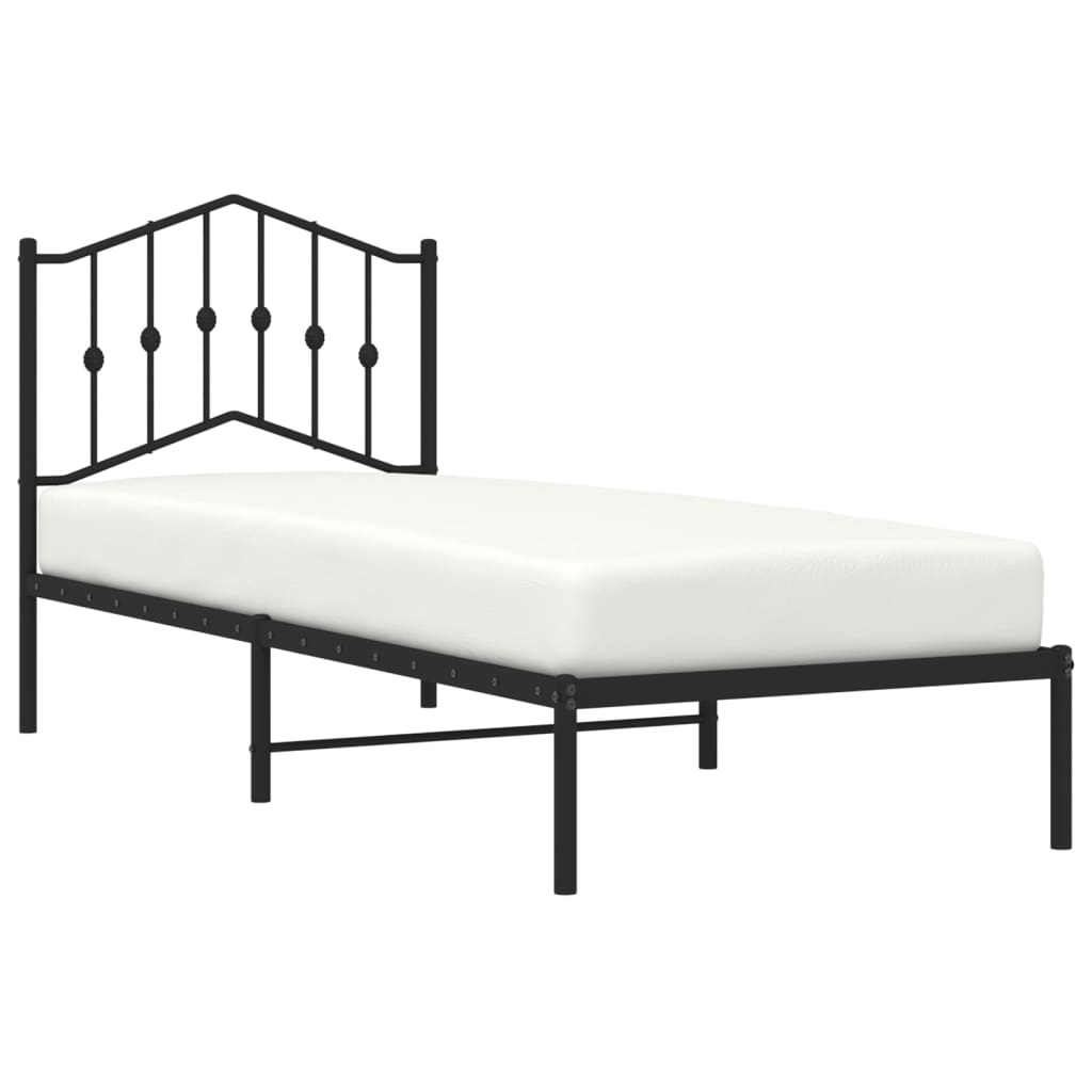 vidaXL Cadre de lit métal sans matelas avec tête de lit noir 80x200 cm