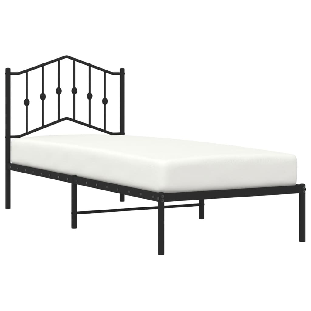 vidaXL Bedframe met hoofdbord metaal zwart 90x200 cm afbeelding