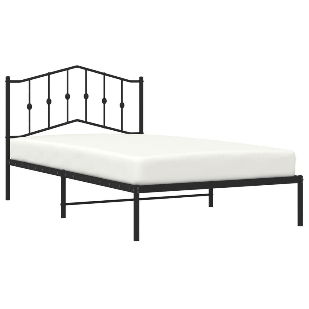 vidaXL Bedframe met hoofdbord metaal zwart 107x203 cm afbeelding