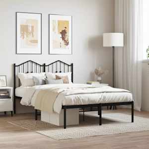 Kovinski posteljni okvir z vzglavjem črn 120x190 cm
