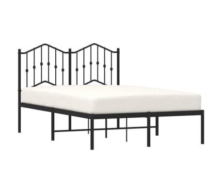 vidaXL Metalowa rama ł&oacute;żka z wezgłowiem, czarna, 120x200 cm