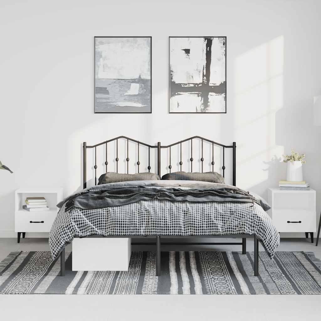 vidaXL Bedframe met hoofdbord metaal zwart 135x190 cm afbeelding