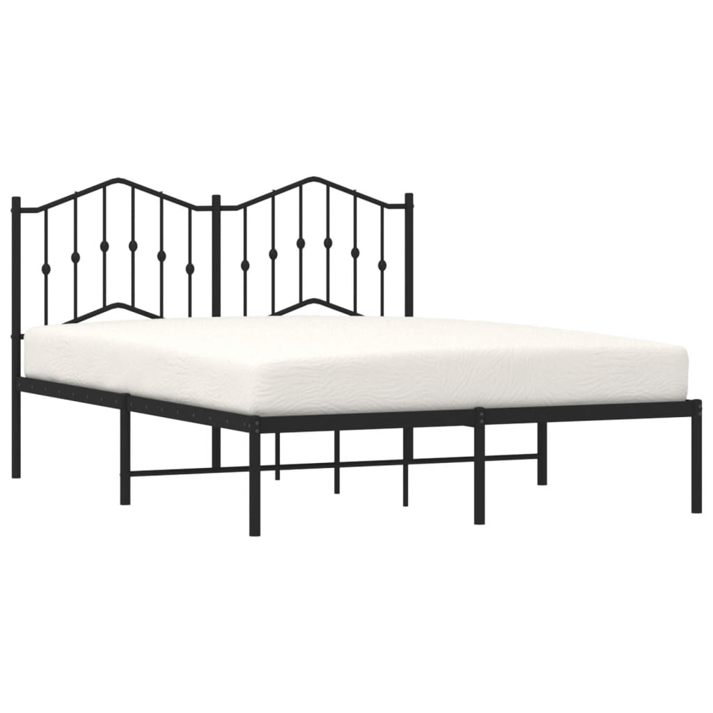 vidaXL Bedframe met hoofdbord metaal zwart 140x190 cm afbeelding