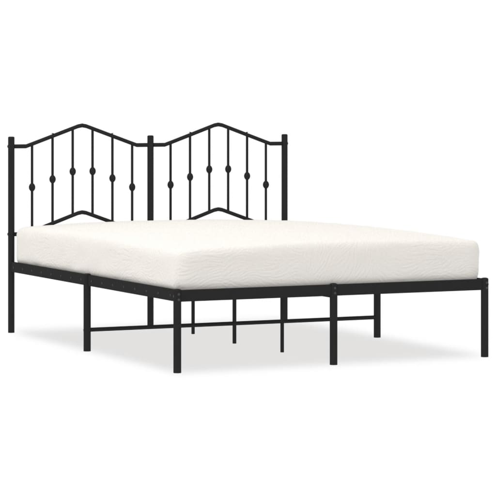 vidaXL Metal Bed Frame without Mattress with Headboard Black 59.1"x78.7"