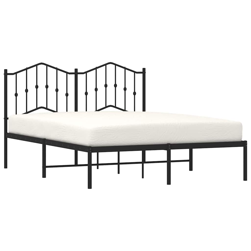 vidaXL Bedframe met hoofdbord metaal zwart 150x200 cm, foto 4