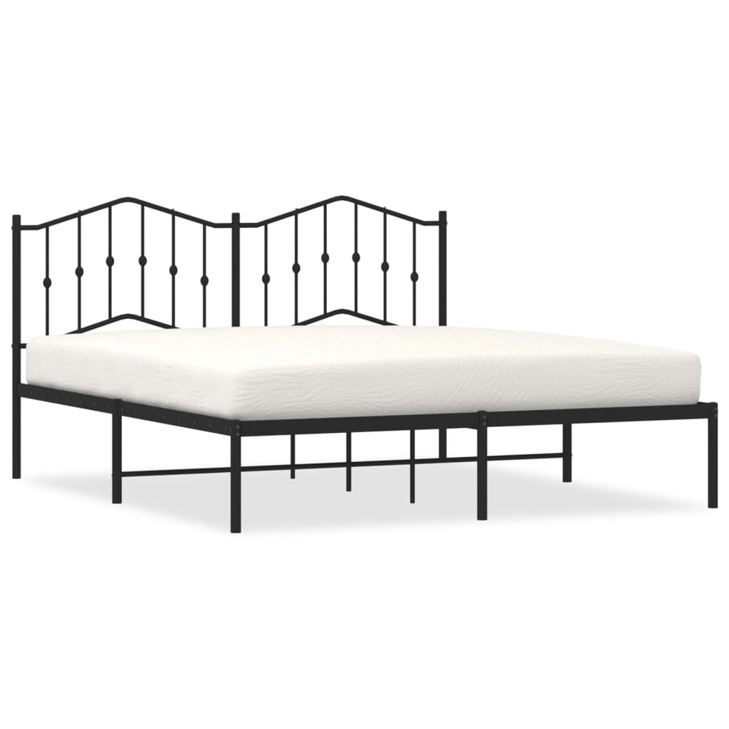 vidaXL Bedframe met hoofdbord metaal zwart 160x200 cm, foto 3
