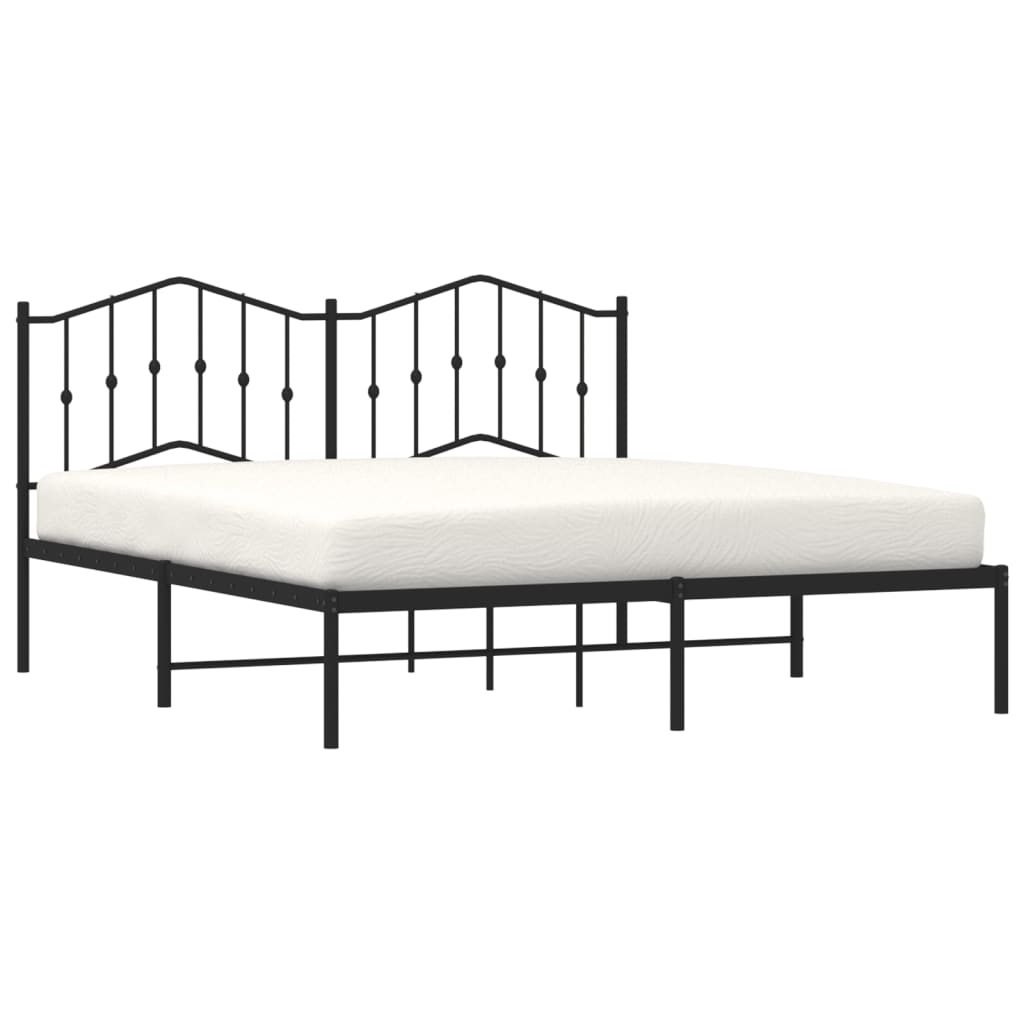 vidaXL Bedframe met hoofdbord metaal zwart 160x200 cm, foto 2