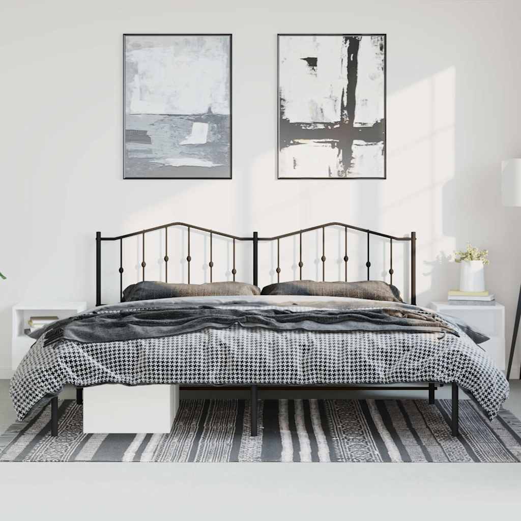 vidaXL Bedframe met hoofdbord metaal zwart 193x203 cm, foto 2