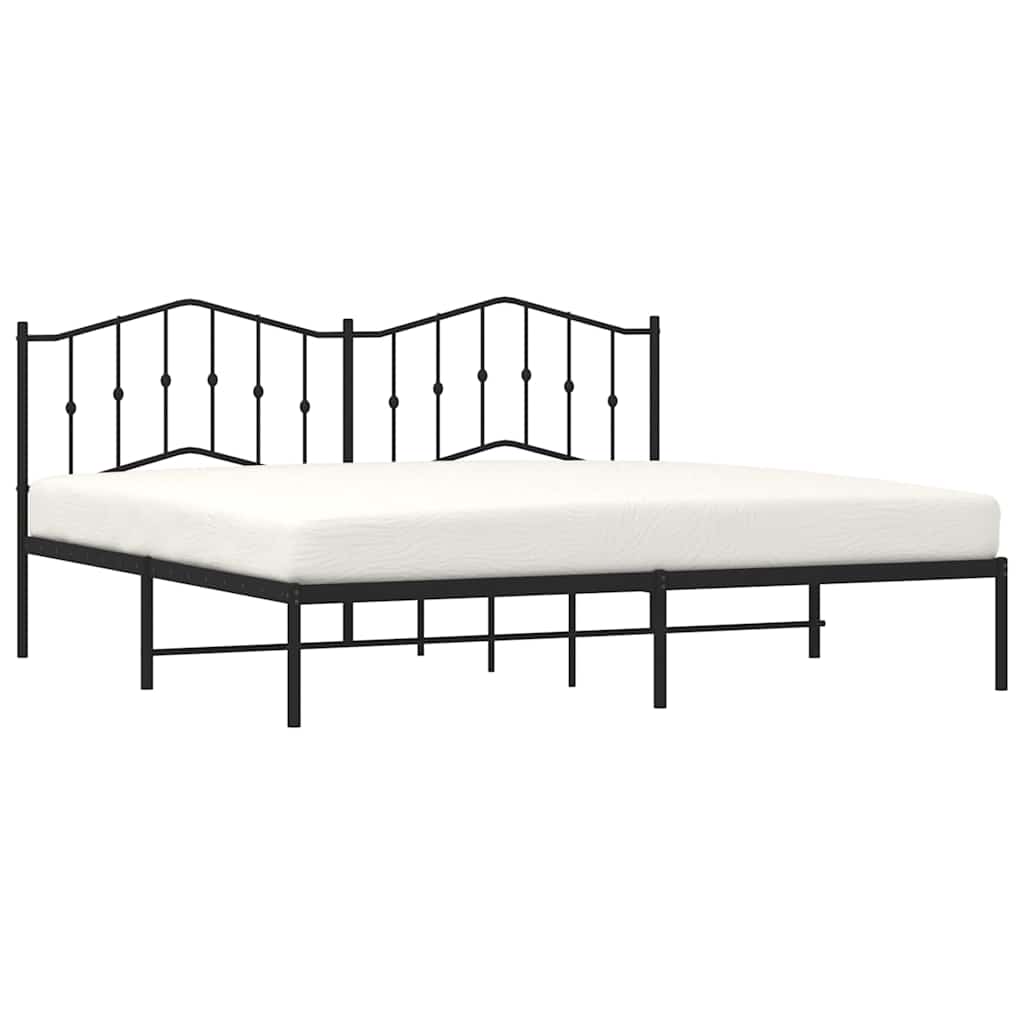 vidaXL Bedframe met hoofdbord metaal zwart 193x203 cm, foto 4