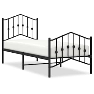 Kovový rám postele s hlavovým a nožním čelem černý 75 x 190 cm - obrázek 2