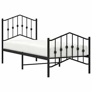 Kovový rám postele s hlavovým a nožním čelem černý 75 x 190 cm - obrázek 3