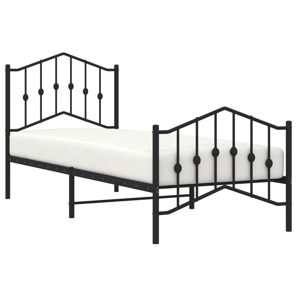 vidaXL Bedframe met hoofd- en voeteneinde metaal zwart 90x200 cm afbeelding