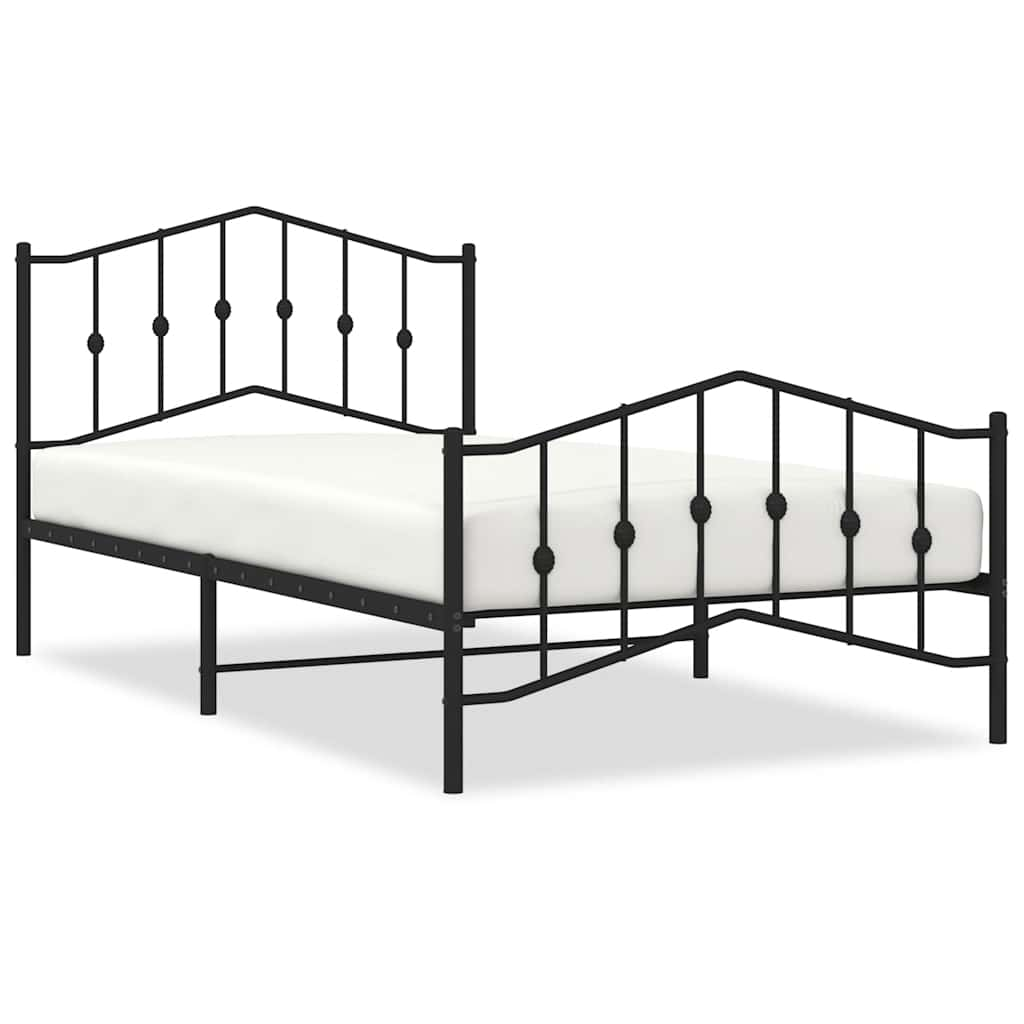 VidaXL Metal Bed Frame Without Mattress With FootboardÂ Black 100x200cm