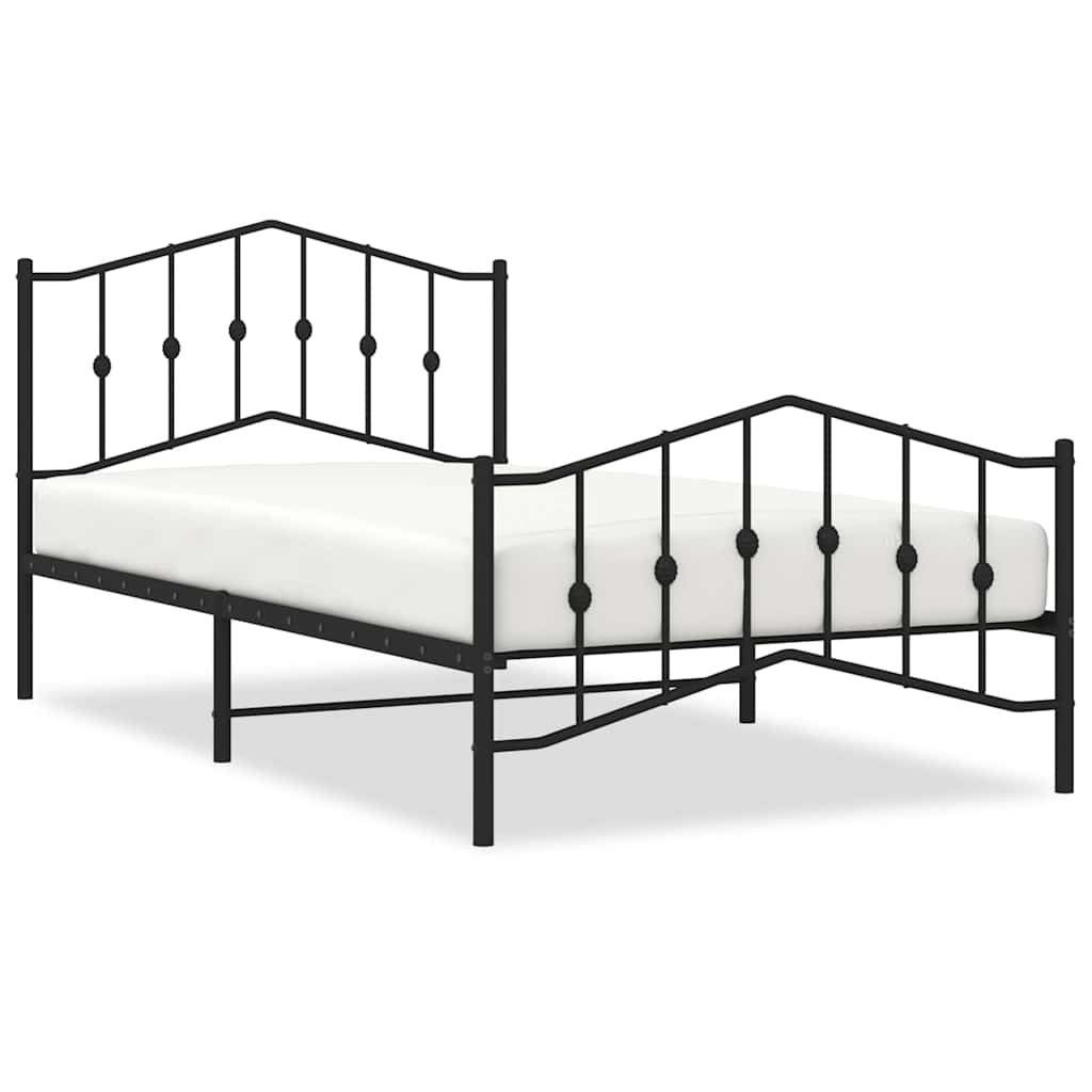 E-shop vidaXL Kovový rám postele so zadným a predným čelom čierny 100x200 cm