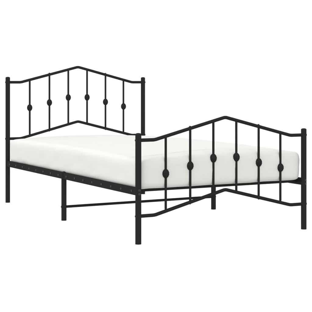vidaXL Bedframe met hoofd- en voeteneinde metaal zwart 107x203 cm afbeelding