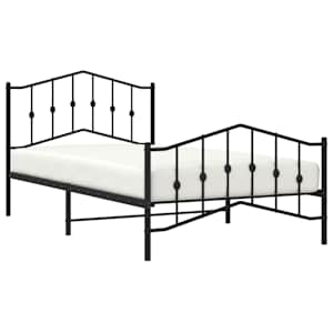 Kovový rám postele s hlavovým a nožním čelem černý 107 x 203 cm - obrázek 3