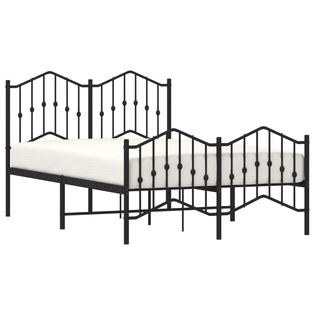 vidaXL Bedframe met hoofd- en voeteneinde metaal zwart 120x190 cm afbeelding